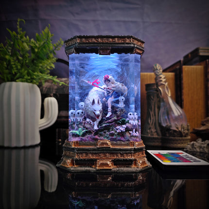 Mononoke resin lamp front view Japanese fantasy night light