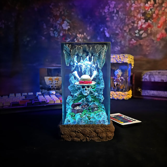 OP Skull resin lamp inspired by One Piece pirate symbolism