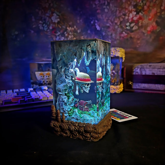 Handmade pirate skull resin light for anime room decor