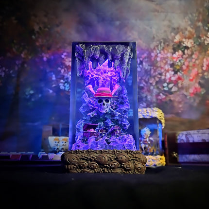 One Piece skull epoxy lamp with atmospheric LED lighting