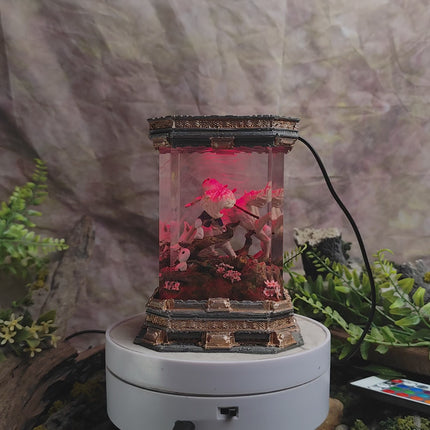 Close-up of Mononoke epoxy resin art lamp details