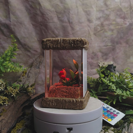 Side angle view of Larva fantasy room decor resin lamp