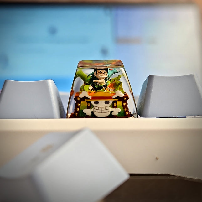 Decorative object with a character design on a shelf